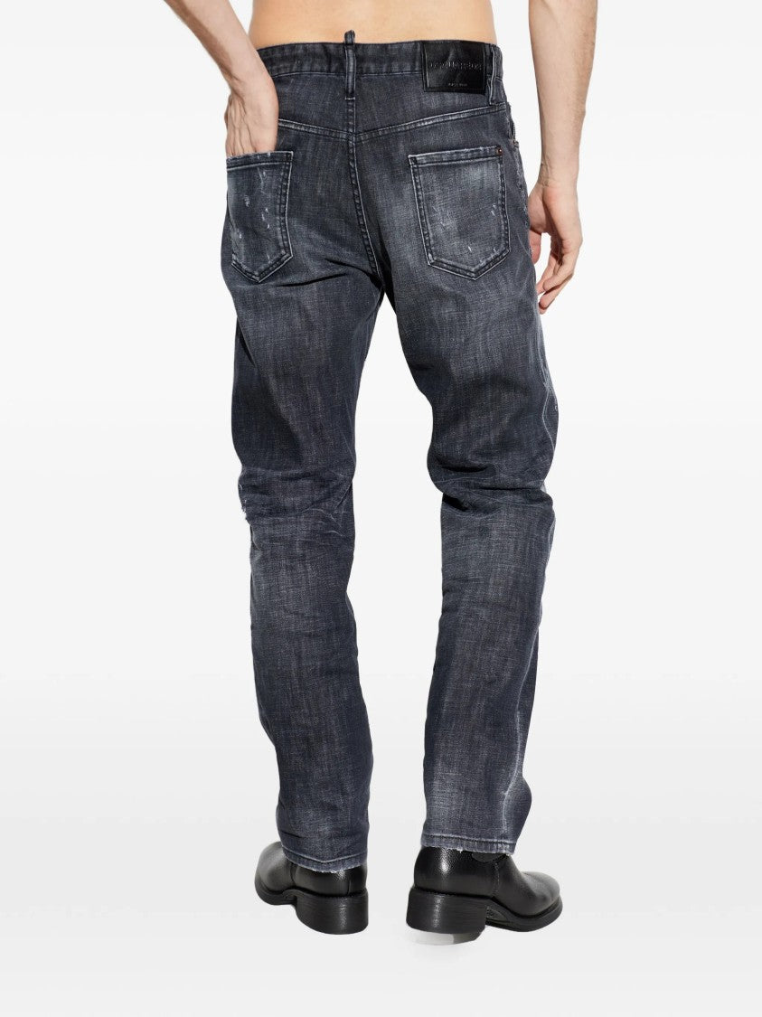 Dsquared2 Relaxed Fit Faded Black Denim Jeans