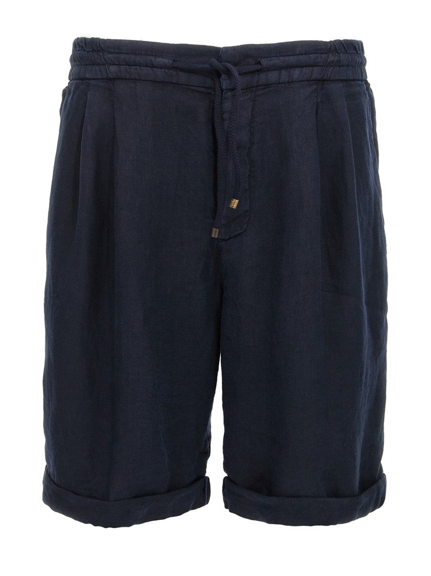 Brunello Cucinelli Black Garment-Dyed Linen Bermuda Shorts