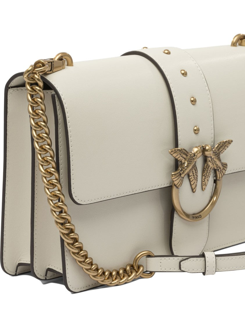 Pinko Refined White Leather Crossbody Bag