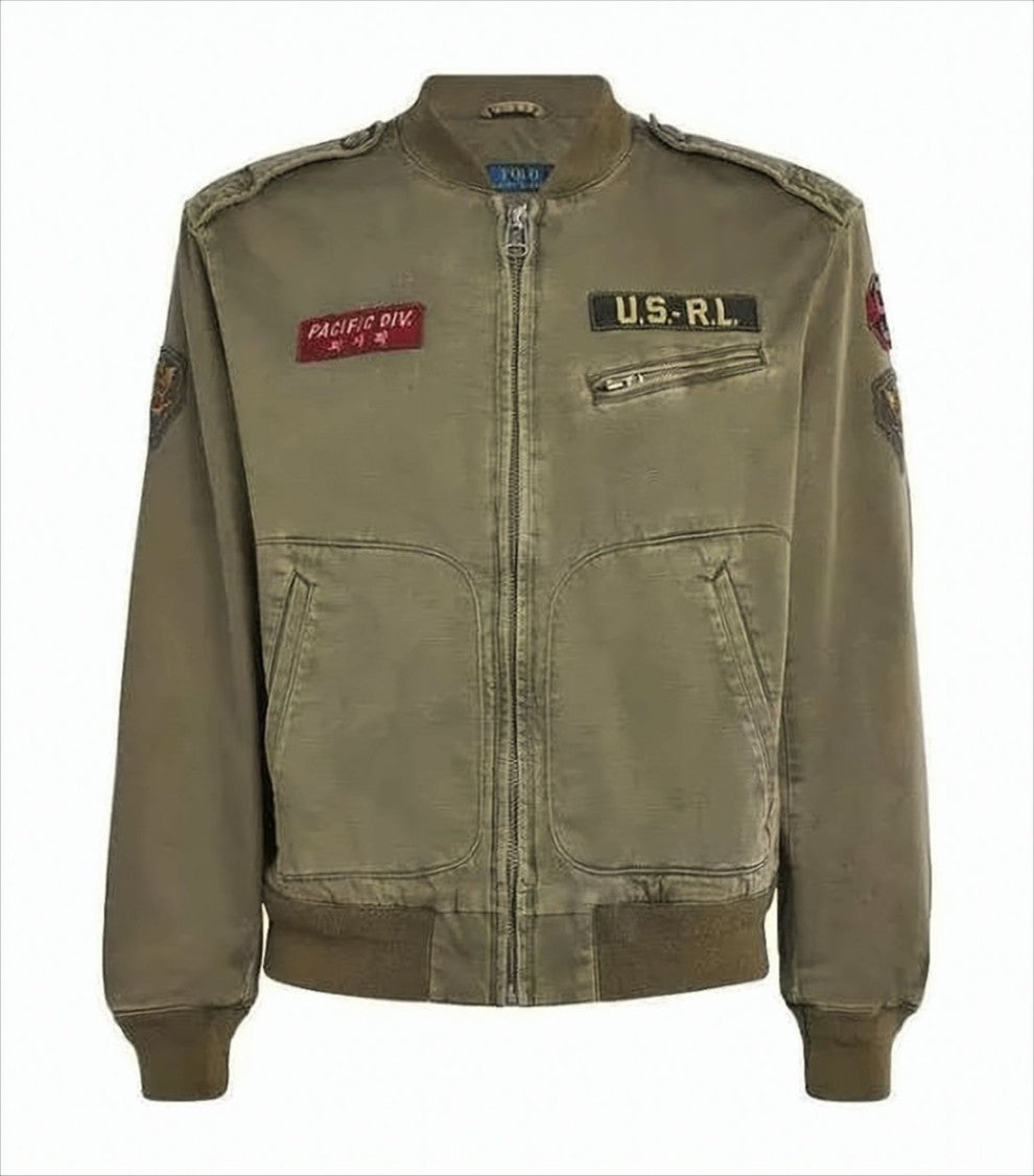 Polo Ralph Lauren Military-Inspired Bomber Jacket With Vintage Embellishments