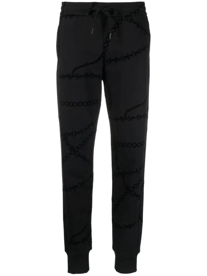 Versace Jeans Couture Black Casual Trousers With Textured Pattern