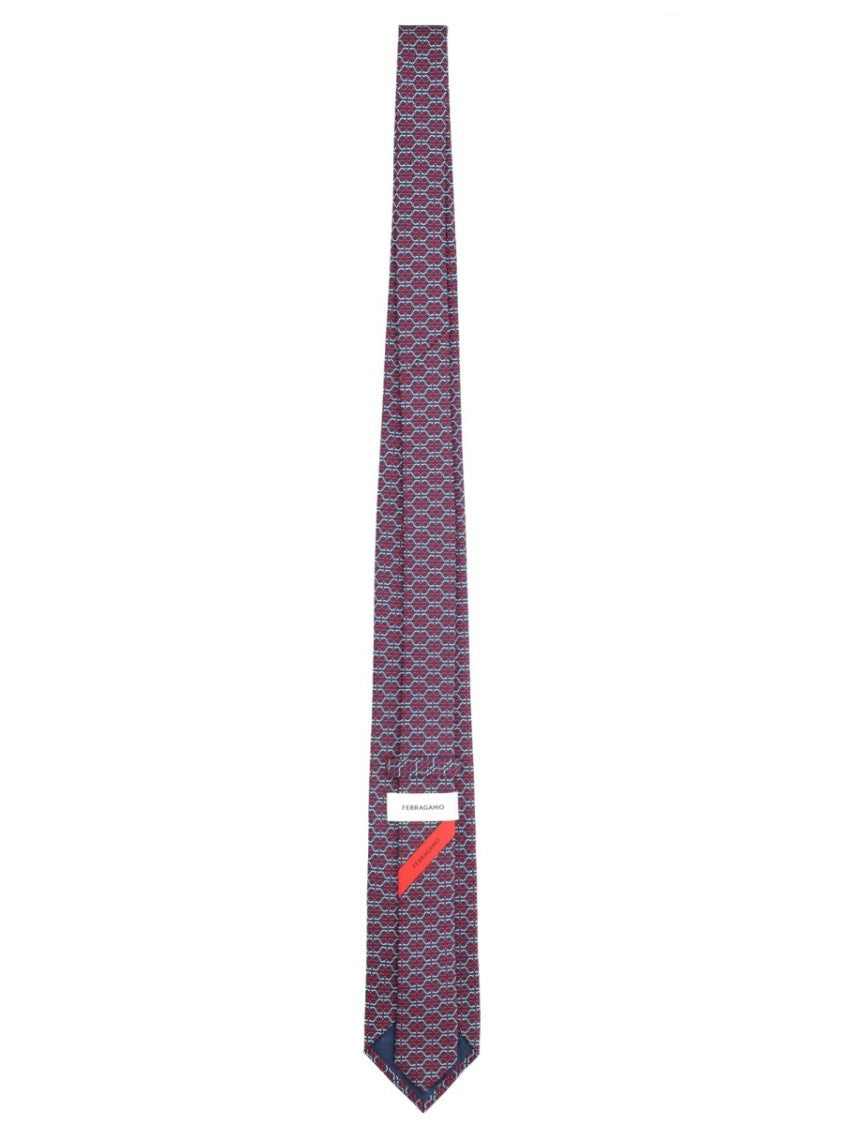 Ferragamo Repeating Geometric Pattern Pointed Silk Tie