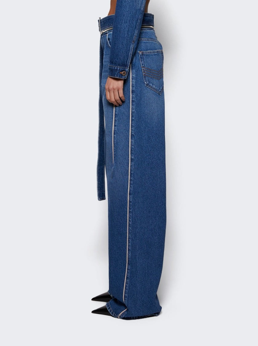 Jean Paul Gaultier Belted Denim Jeans Vintage Blue