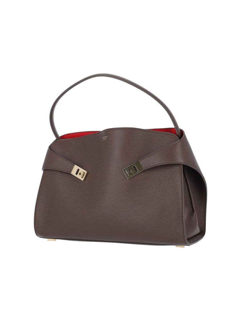 Ferragamo Structured Brown Bag With Timeless Design