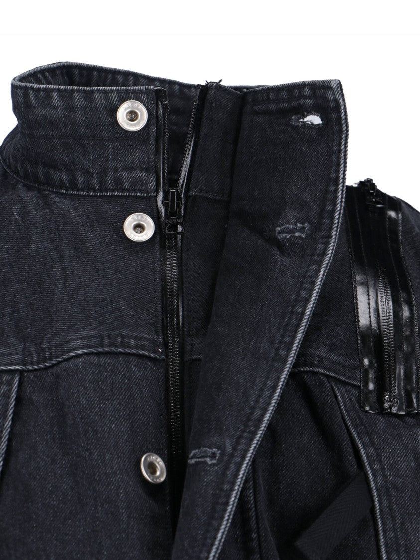 Sacai Structured Black Jacket With High Collar