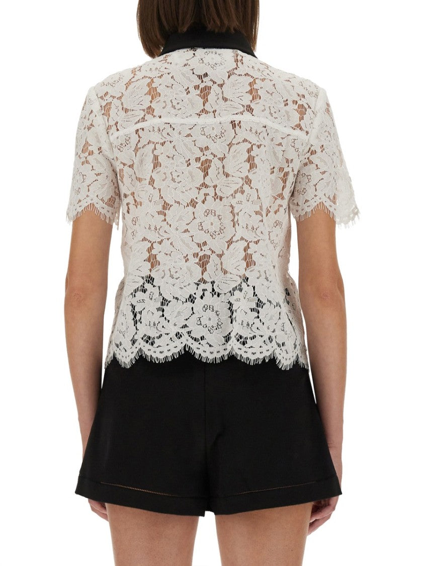Self-Portrait Lace Top With Collar