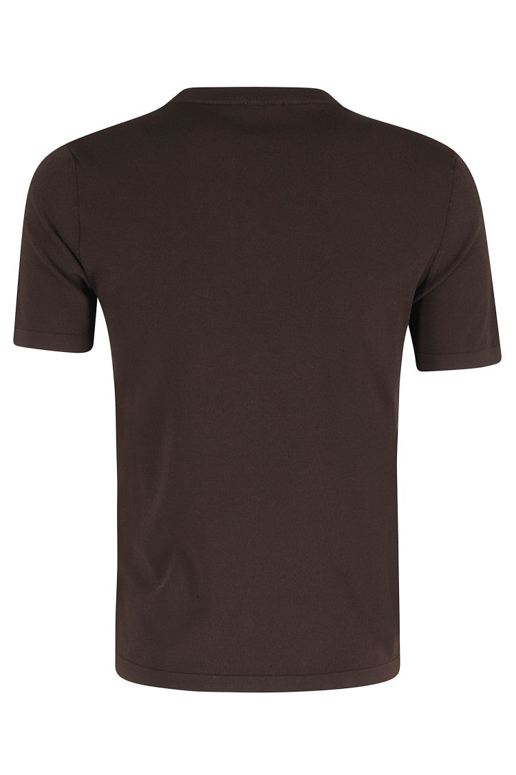 Roberto Collina Brown Round-Neck Ribbed-Trim Viscose T-Shirt