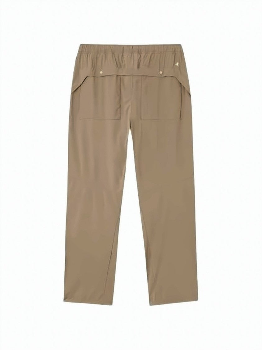 Stone Island Relaxed Fit Beige Jogger Pants With Snap Button Pockets