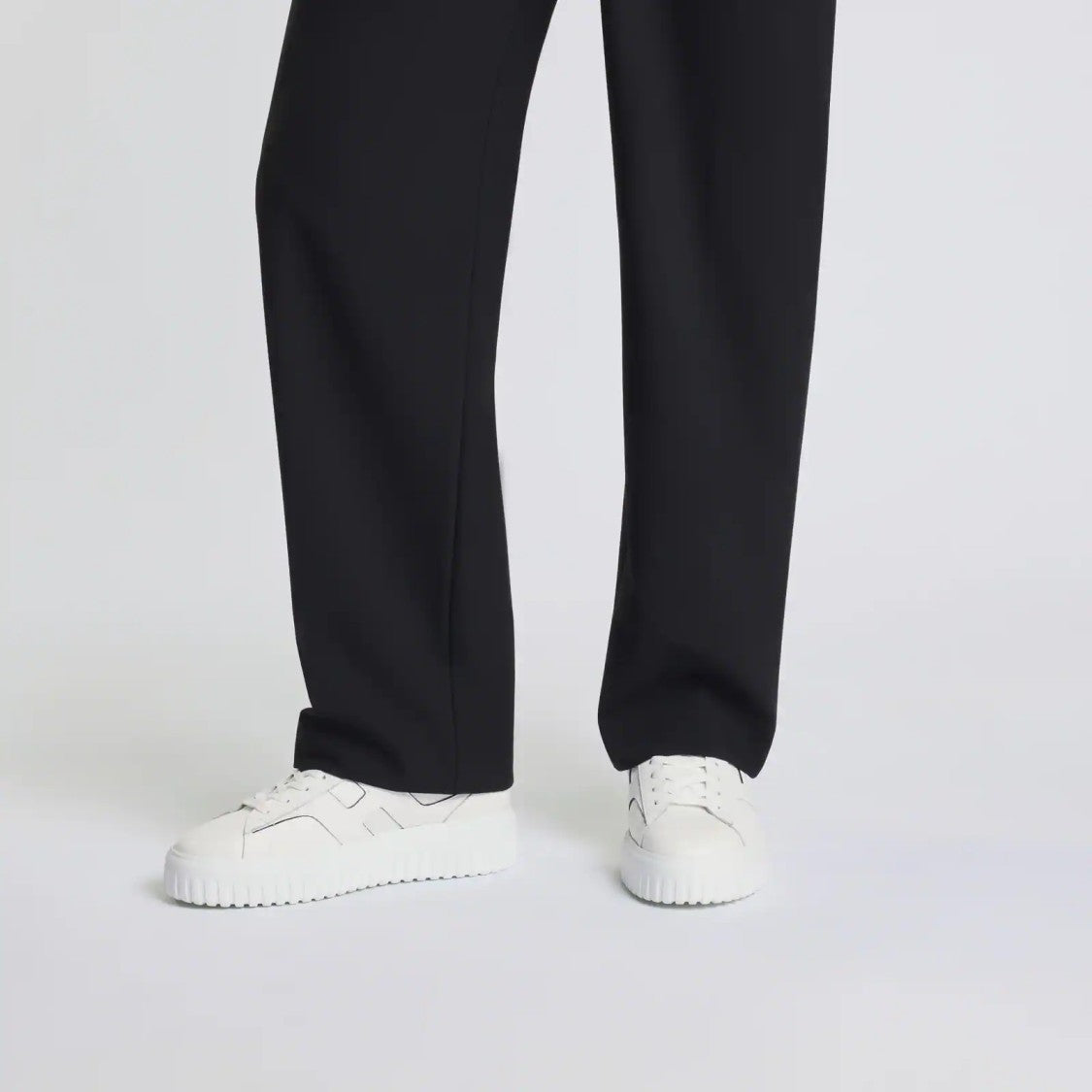 Hogan White Leather Sneakers With Embossed Design