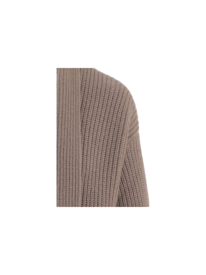 Bruno Manetti Cashmere Cardigan With Ribbed Knit