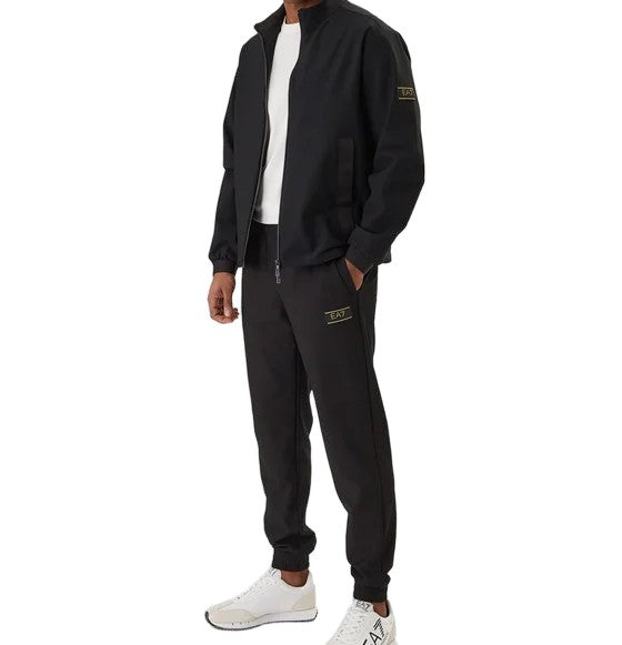 Ea7 Emporio Armani Slim-Fit Textured Jogger Pants With Drawstring Waist And Contrast Trims