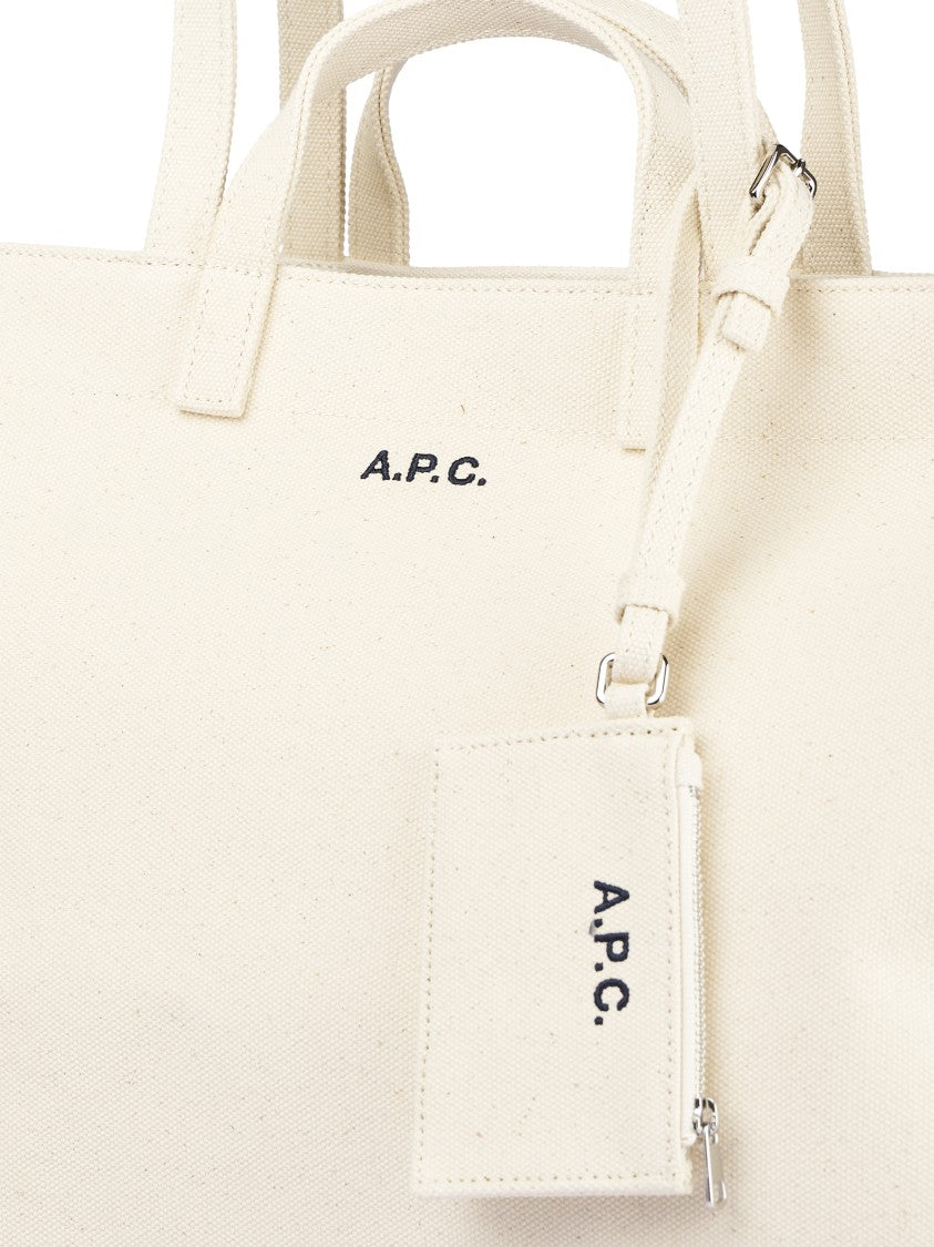 A.P.C. Le Drummer Embroidered Cotton Canvas Tote Bag