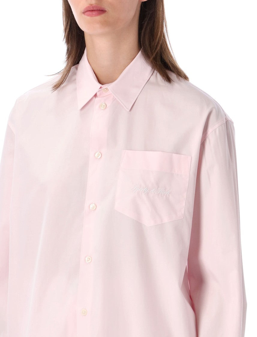 Sporty And Rich Pastel Pink Embroidered Oversized Shirt