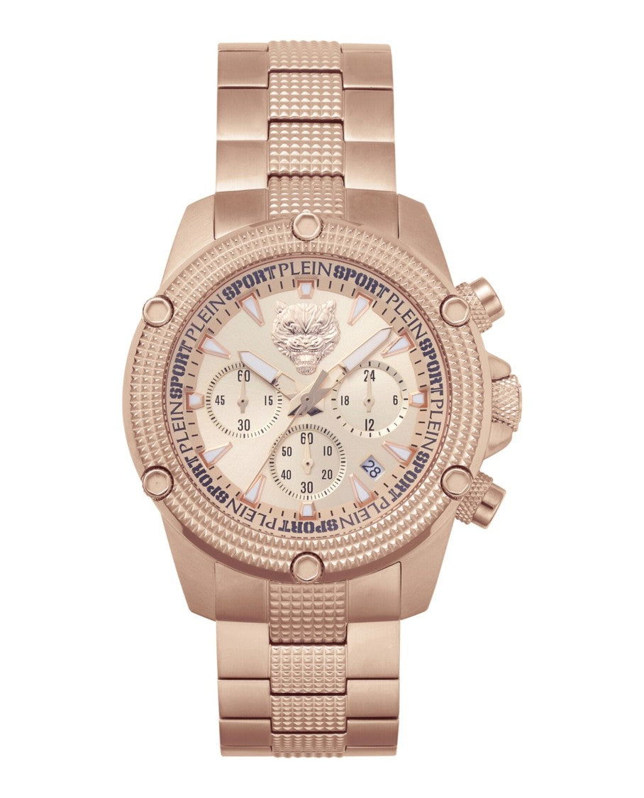 Plein Sport Chronograph Watch With Rose Gold Case And Bracelet