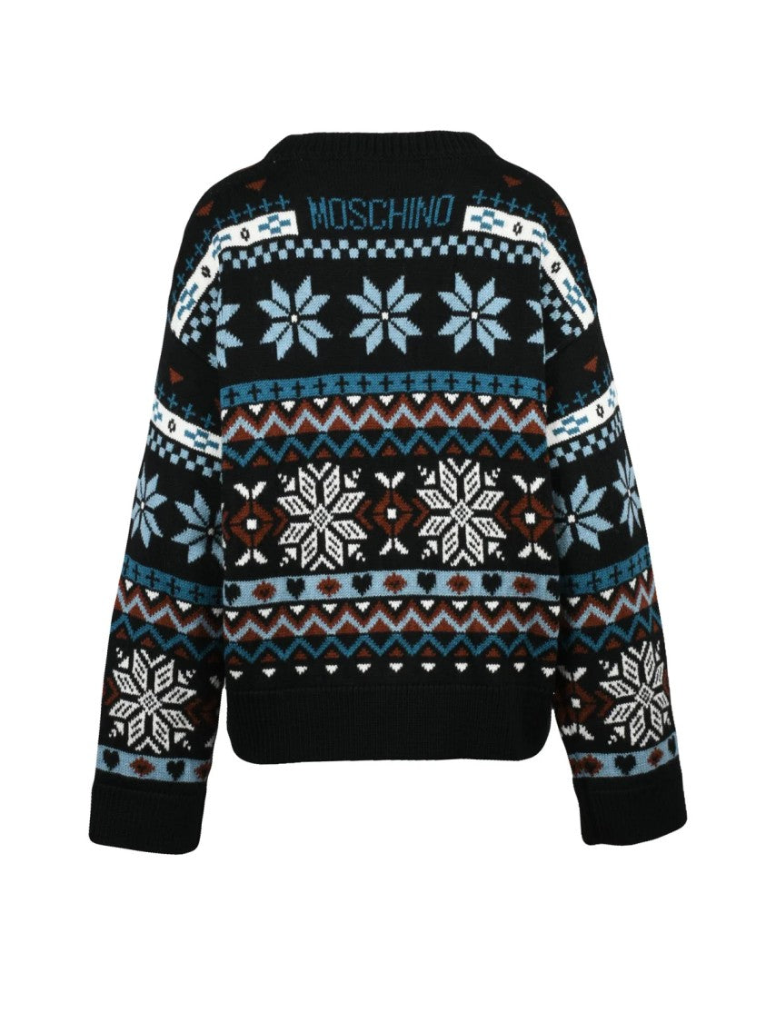 Moschino Minimalist Crew Neck Sweater With Intricate Patterns