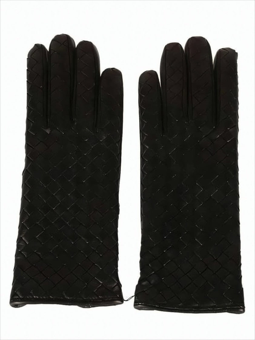 Bottega Veneta Lambskin Leather Gloves With Woven Detailing