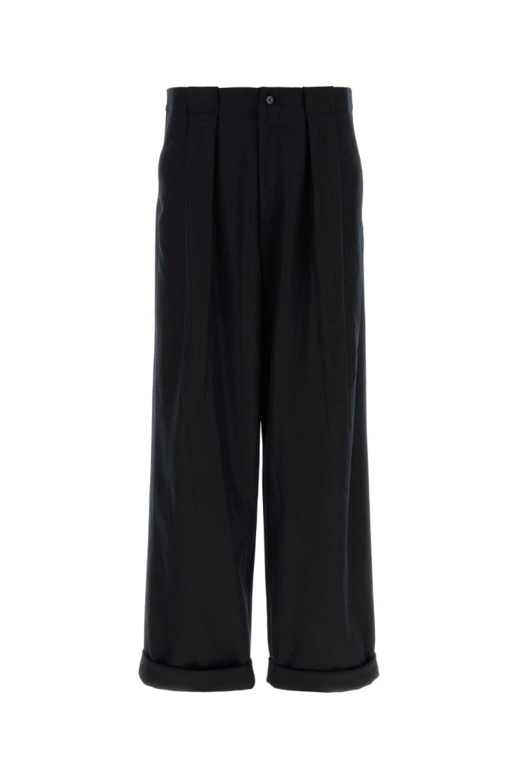 Dolce & Gabbana Black Wool Wide-Leg Pant