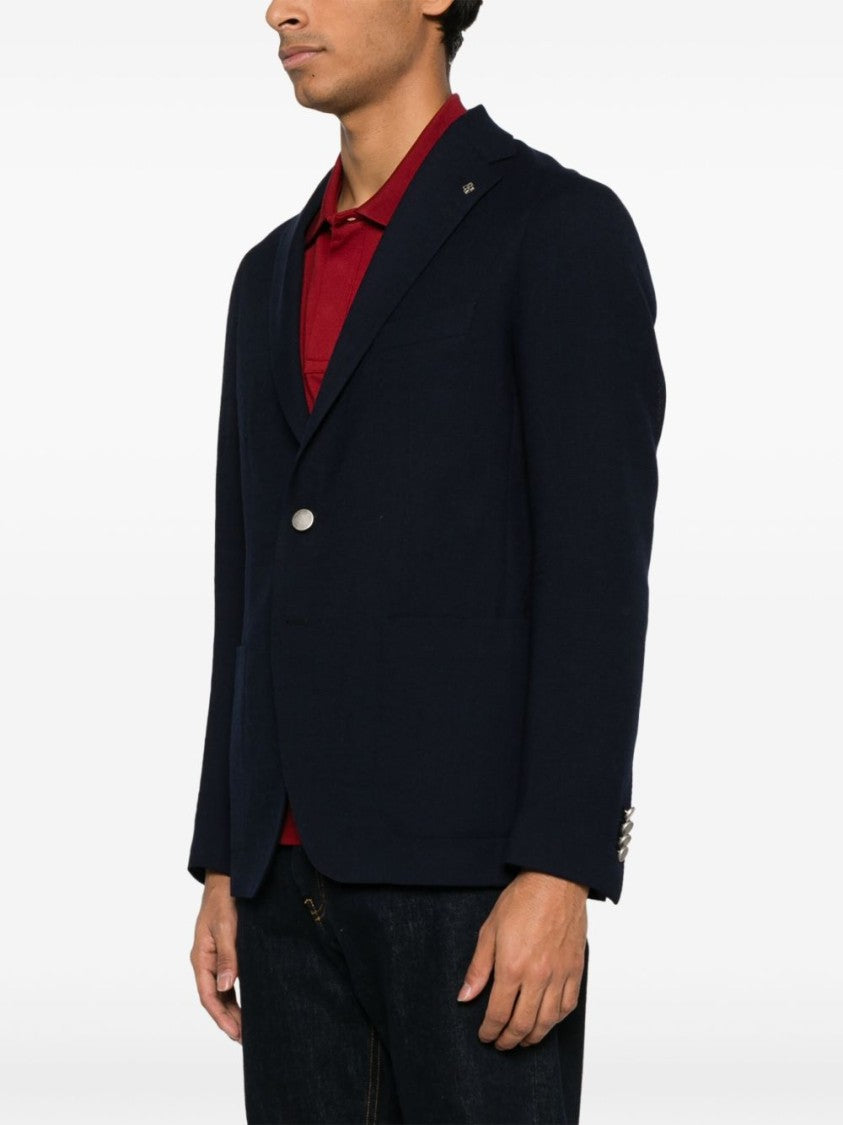 Tagliatore Navy Blue Jacket With English Rear Vents
