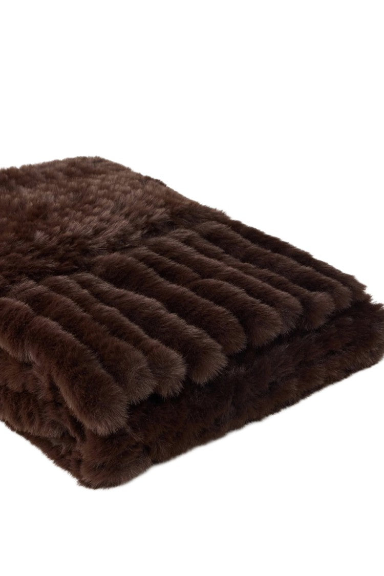 Pinko Brown Polyester Plush-Knit Scarf