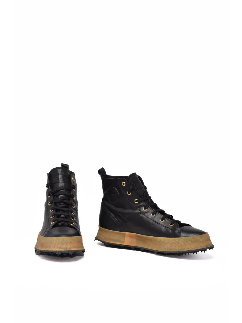 Shoto Black Leather High-Top Sneakers