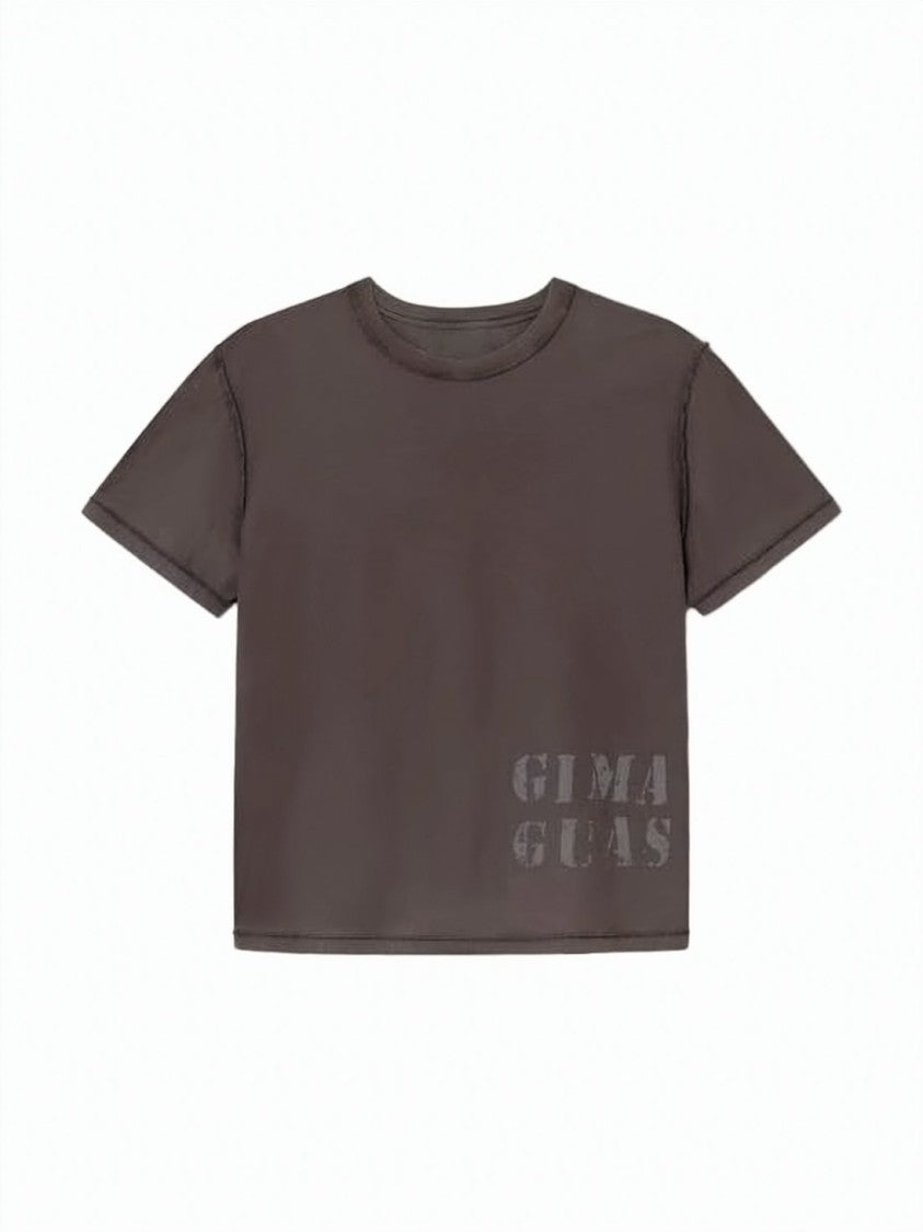 Gimaguas Cropped Brown T-Shirt With Relaxed Fit