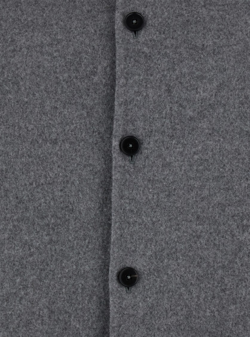 Jil Sander Button-Up Grey Virgin Wool Shirt Jacket