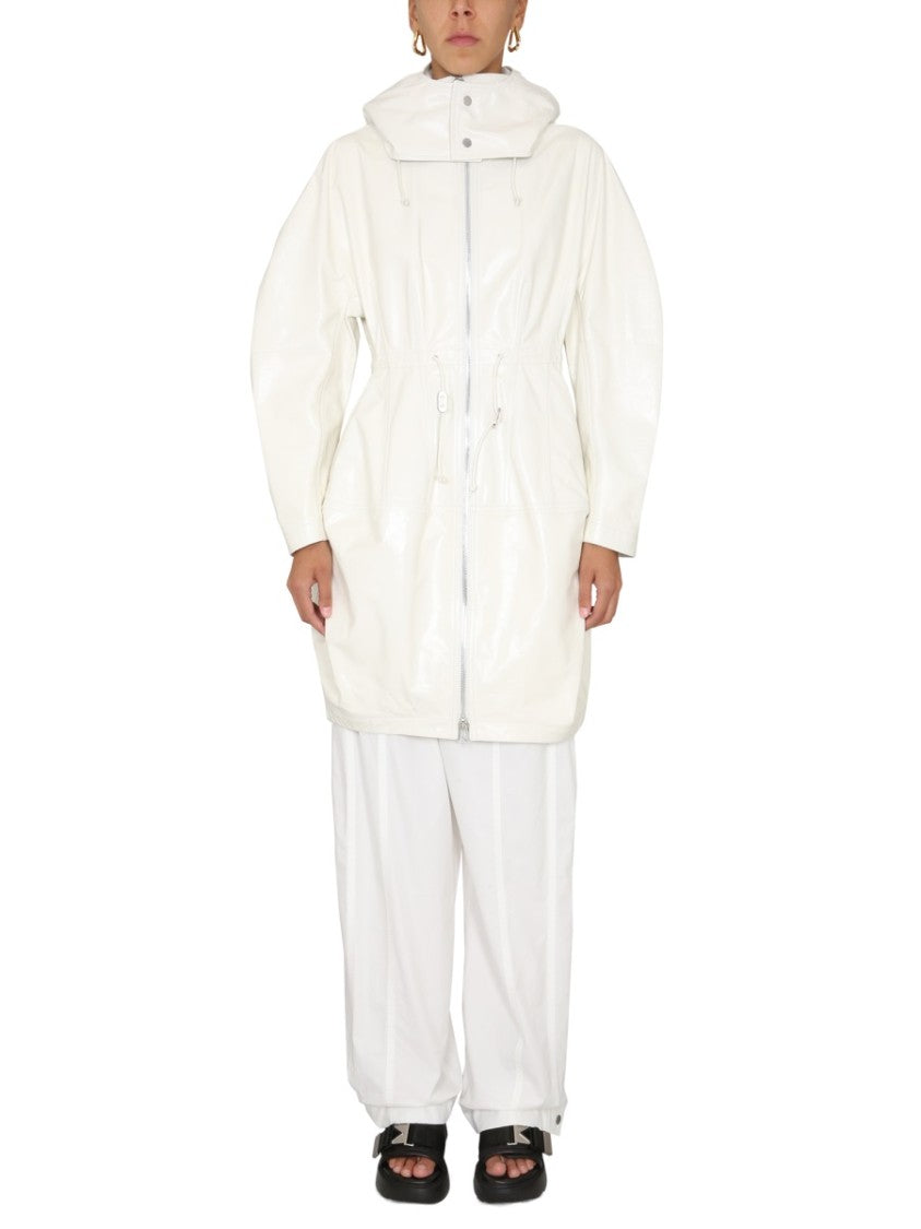 Bottega Veneta High Neck Hooded Parka With Zipper Closure