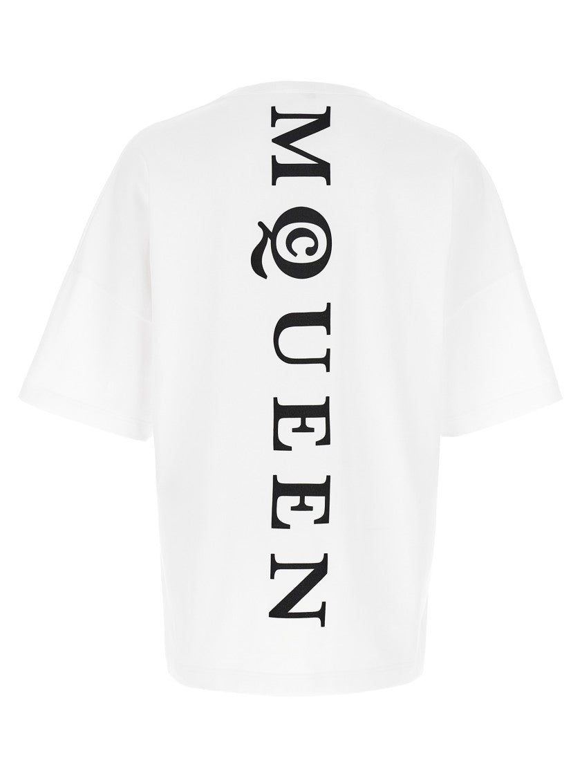 Mcqueen Oversized Heavy Cotton T-Shirt With Mcqueen Logo Prints