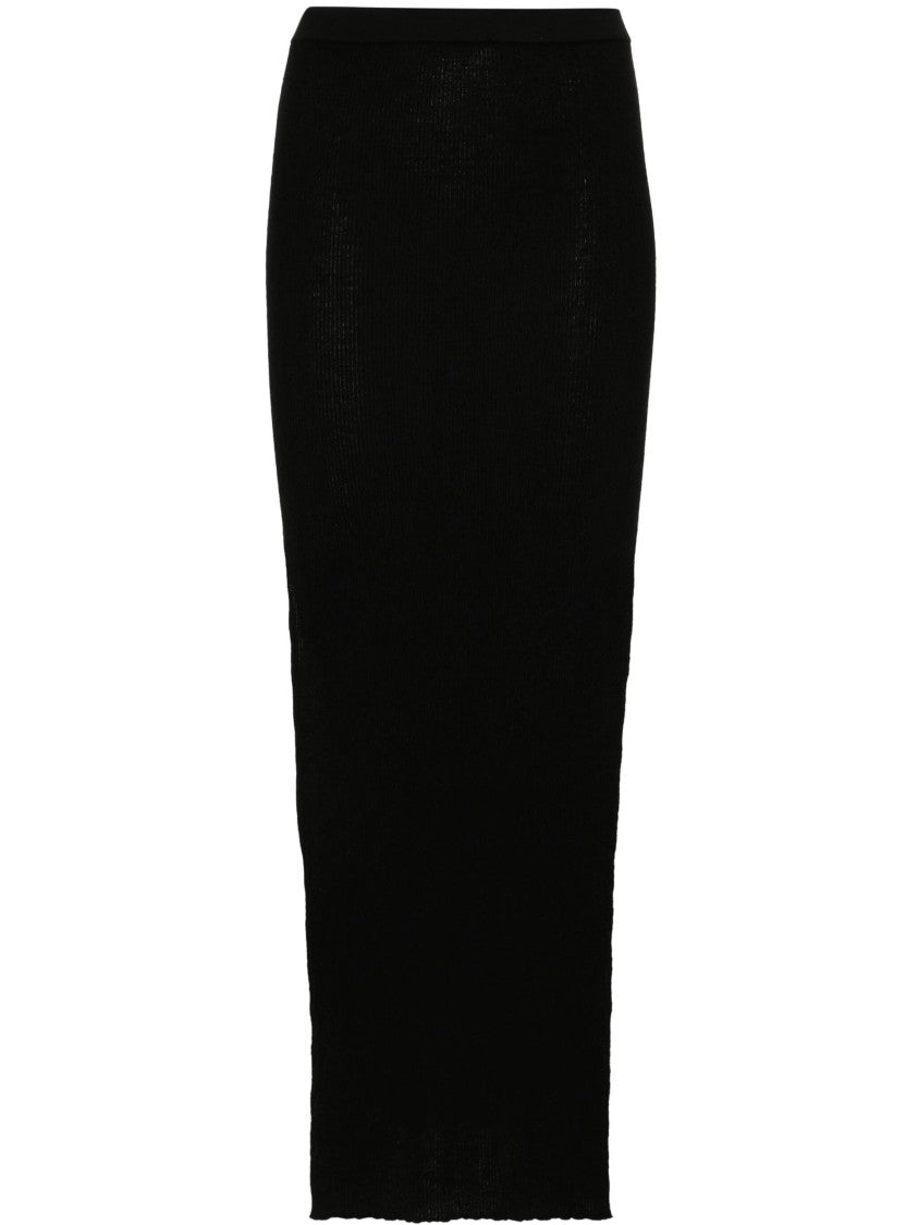 Rick Owens Form-Fitting Black Wool Blend Skirt