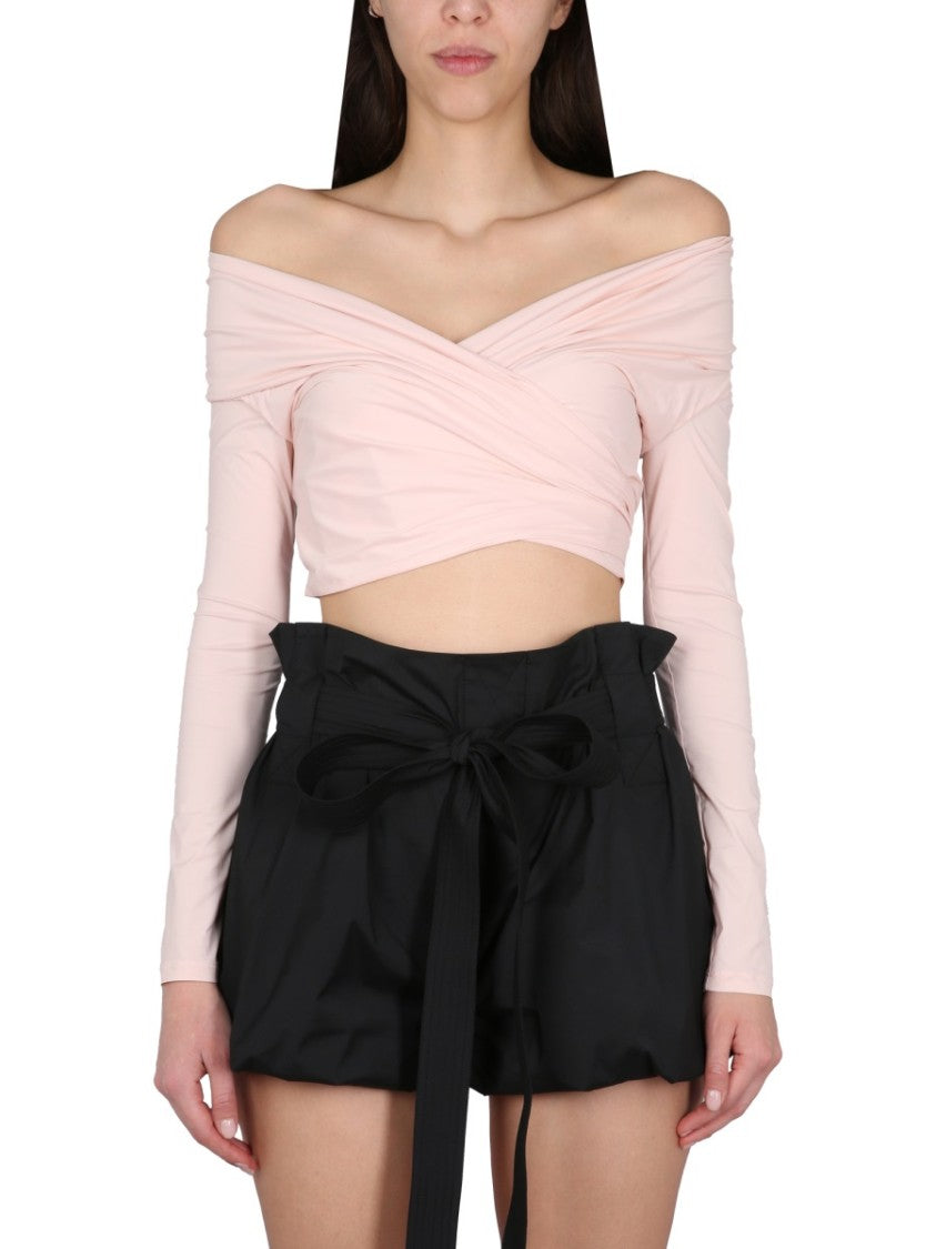 Philosophy Di Lorenzo Serafini Off-The-Shoulder Crop Shirt