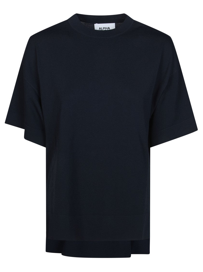 Alpha Studio Viscose Blend Side Slits Longline T-Shirt