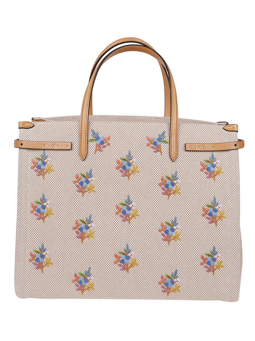 Valentino Garavani Structured Floral-Embroidered Tote Bag