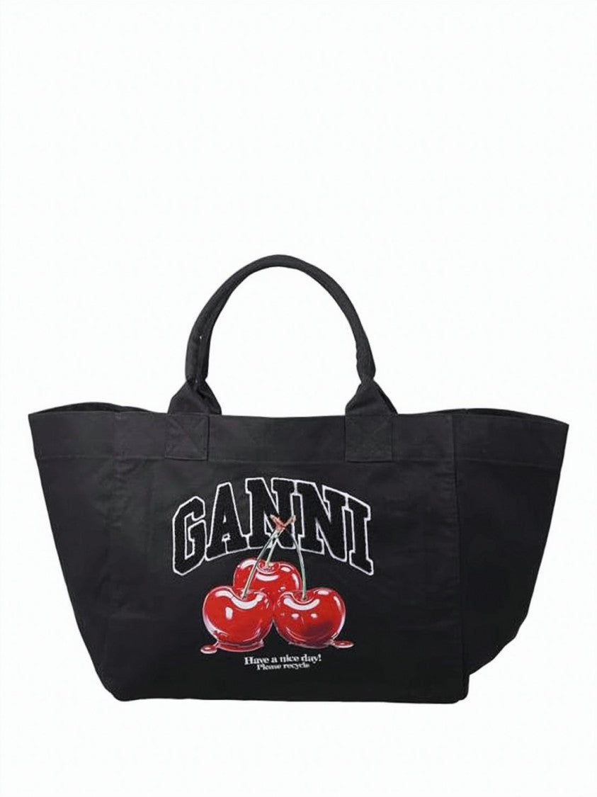 Ganni Spacious Black Tote Bag