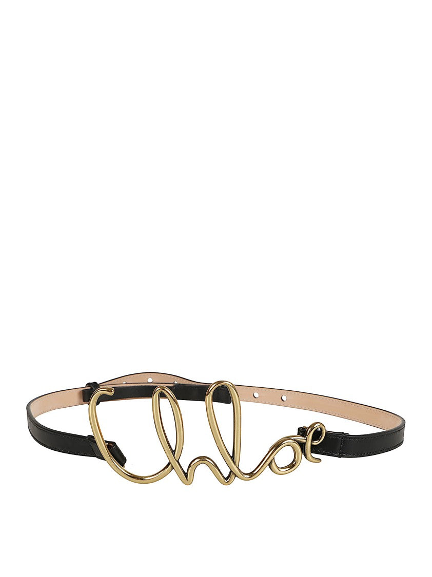 Chloé Slim Black Leather Belt