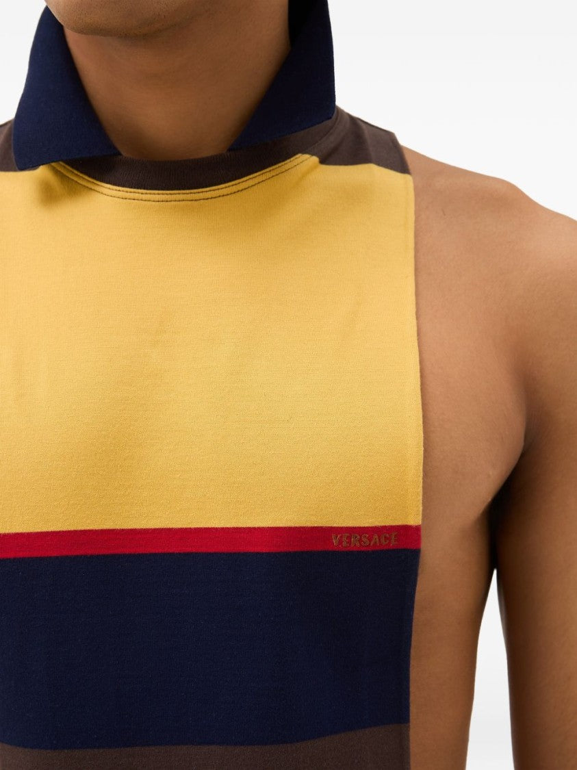 Versace Color-Blocked Sleeveless Knitwear With Avant-Garde Silhouette