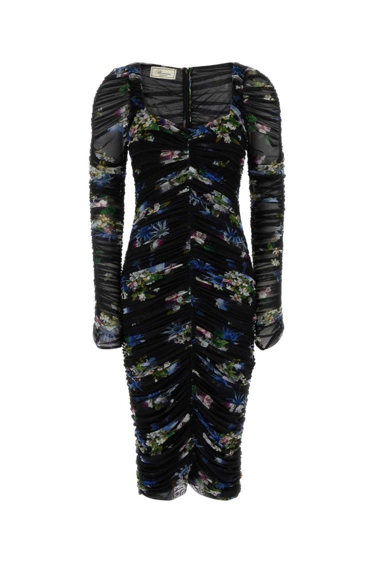 Blumarine Printed Stretch Tulle Dress