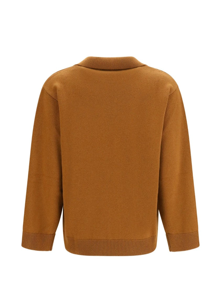 Valentino Earthy Wide V-Neck Cashmere Sweater