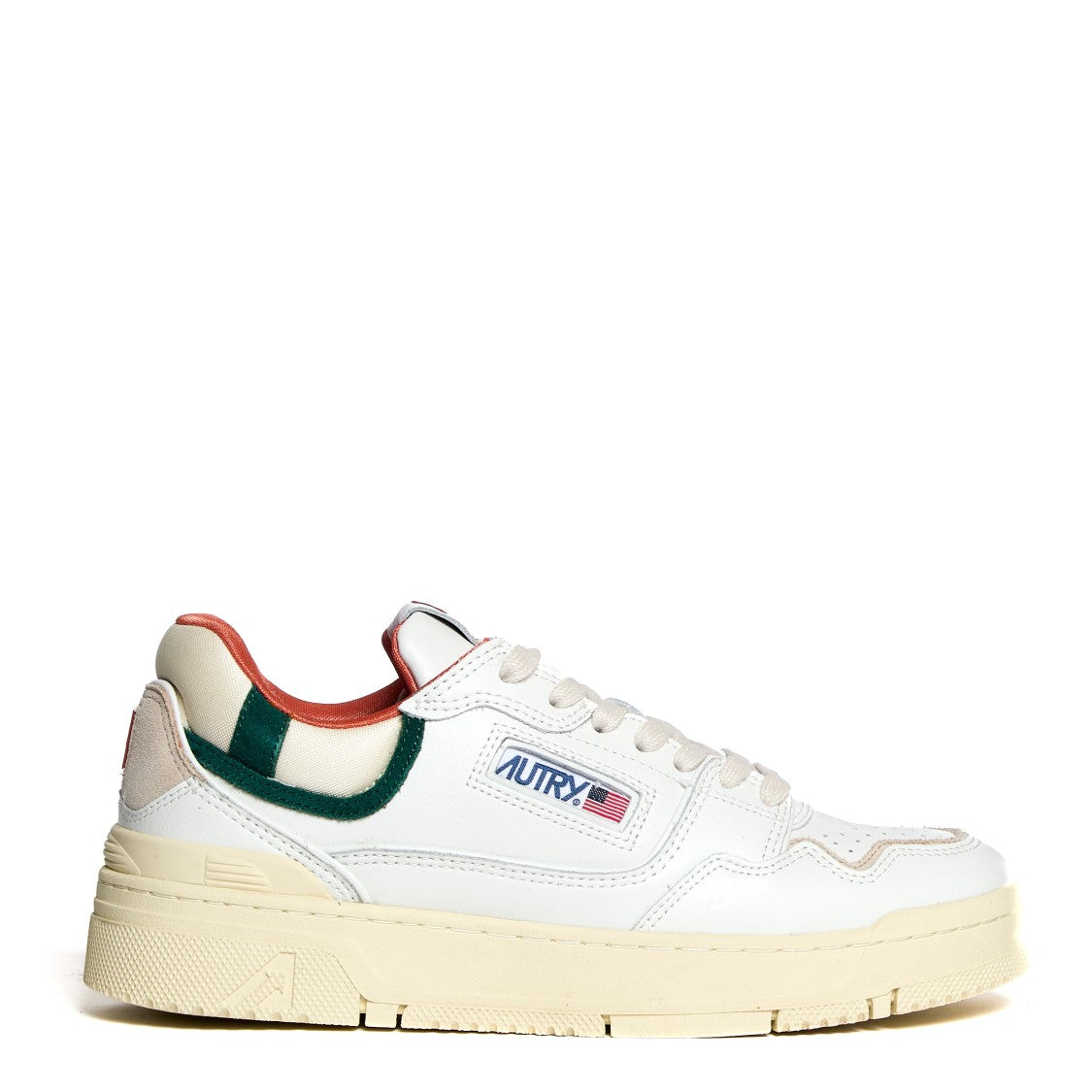 Autry White Leather And Forest Suede Sneakers