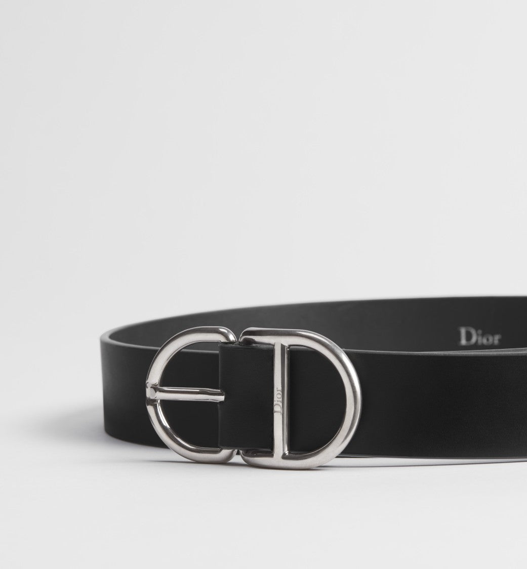 Christian Dior Black Sangle Smooth Leather Strap Belt