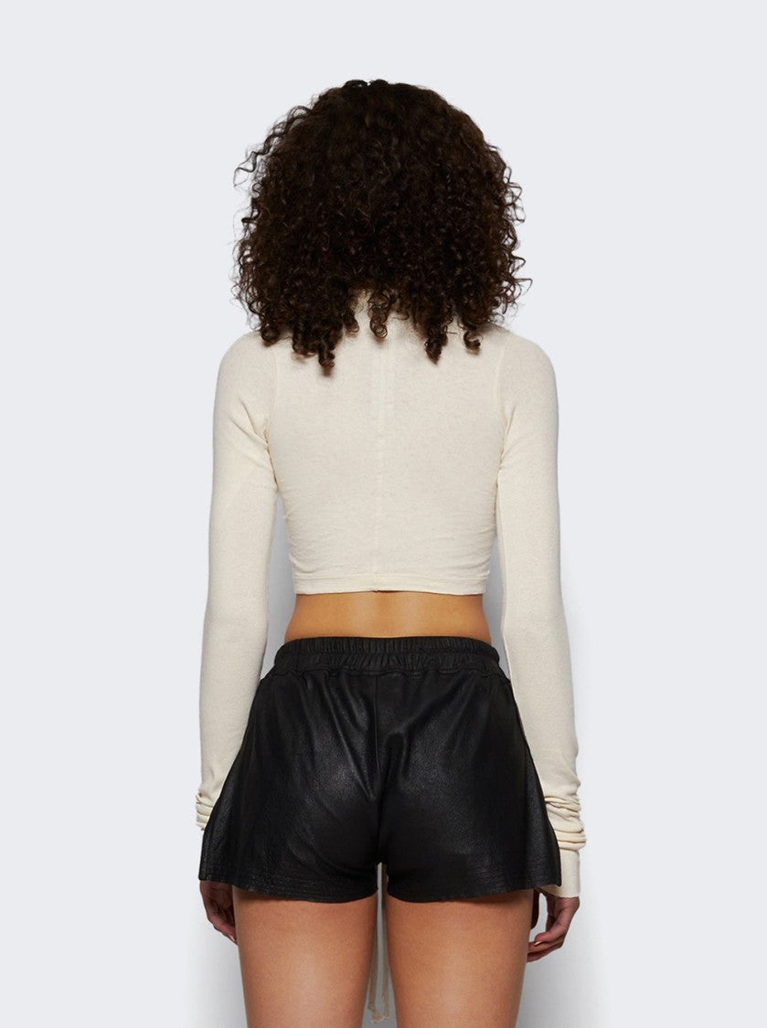 Rick Owens Cropped Long Sleeve Top Natural