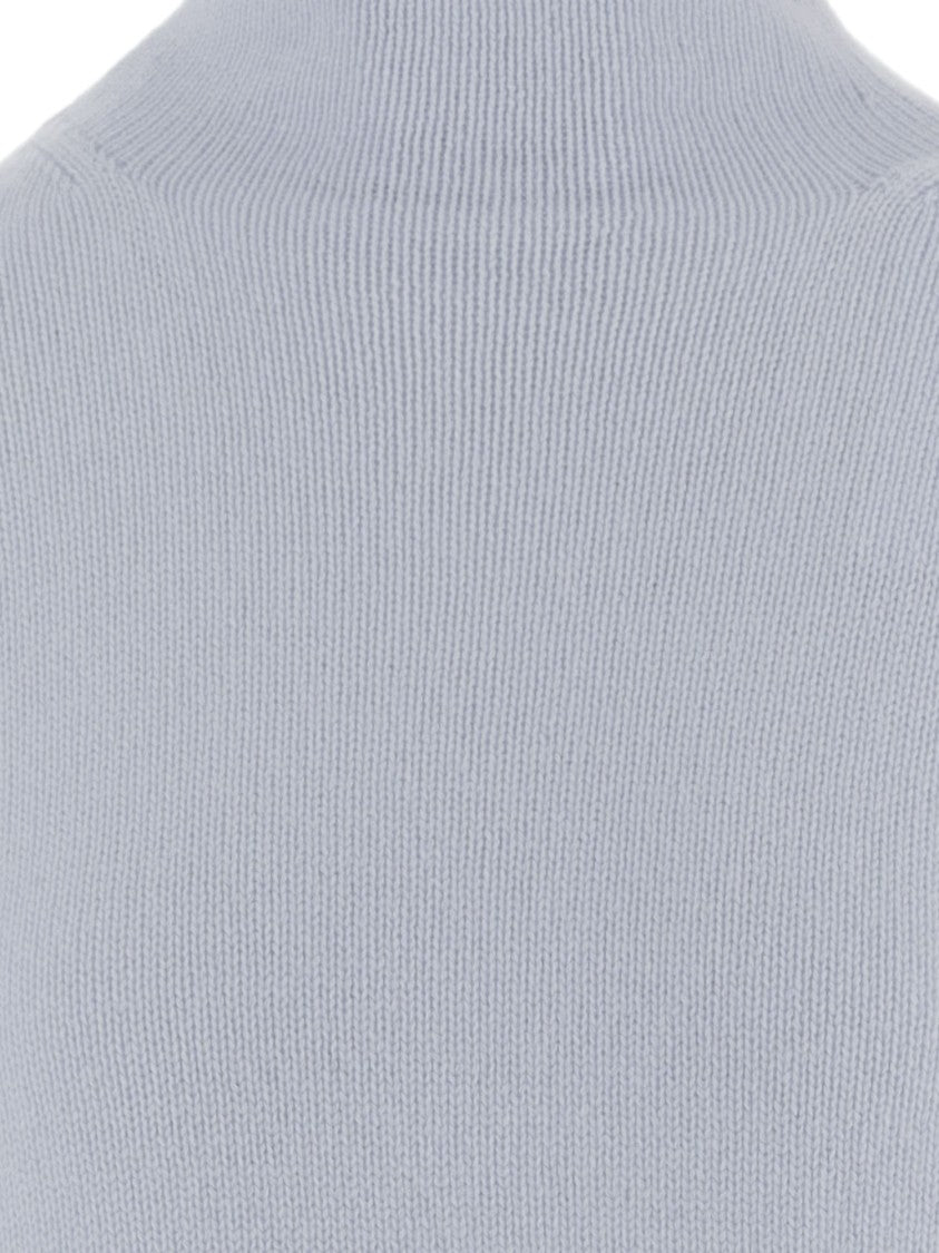 Allude Light Blue Patterned Knit Turtleneck Cashmere Sweater