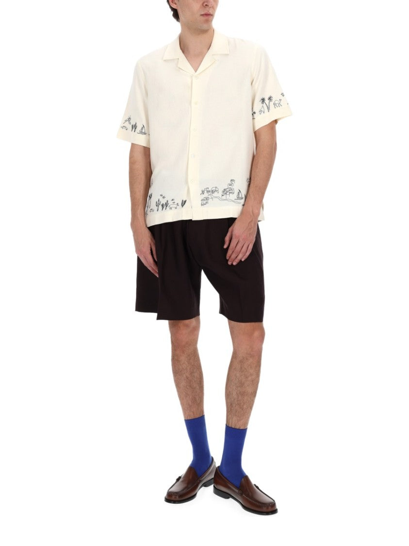 Paul Smith Neutrals Nautical Embroidered Short-Sleeve Shirt