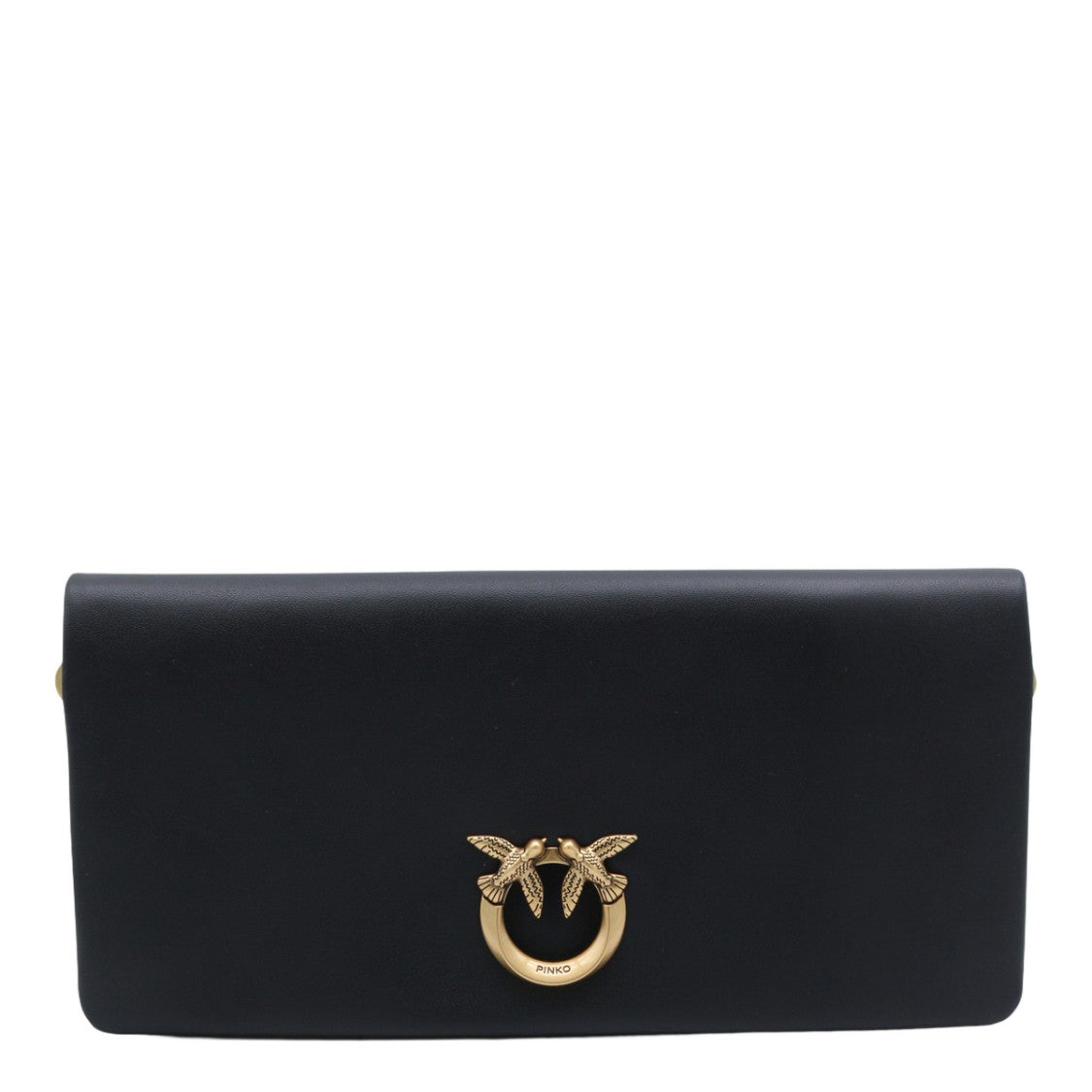 Pinko Rectangular Black Bag With Gold-Tone Clasp
