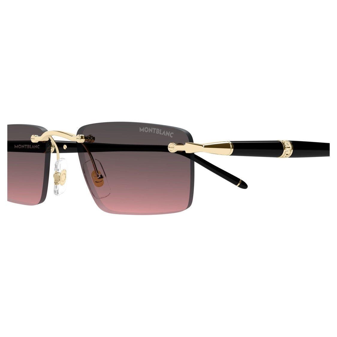 Montblanc Rimless Rectangular Sunglasses With Gradient Lenses And Gold Accents