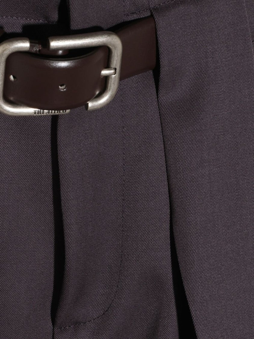 The Attico Black High-Waist Tailored Built-In Belt Trousers