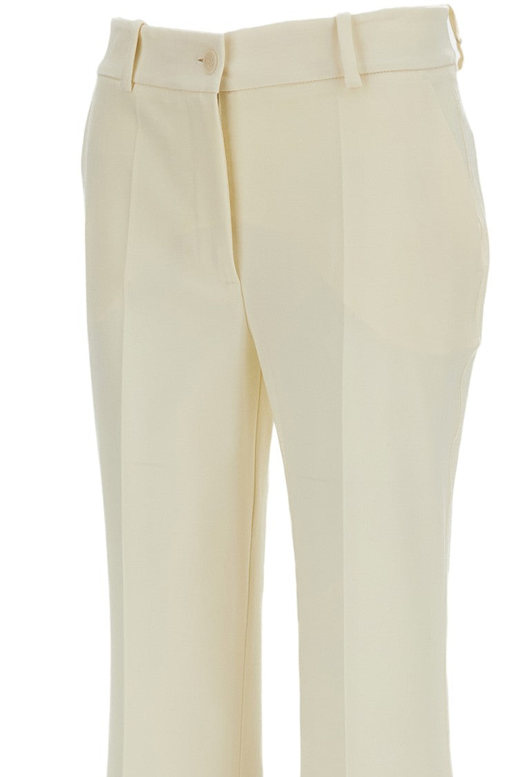 Parosh White Stretch Wool Tailored Straight-Leg Pants