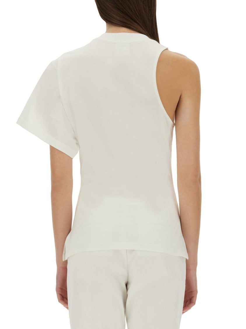 Courrèges One-Shoulder T-Shirt In Soft Cotton