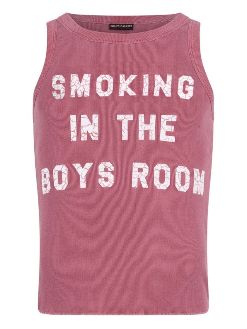Dsquared2 Pink Fade Rib Knit Graphic Tank