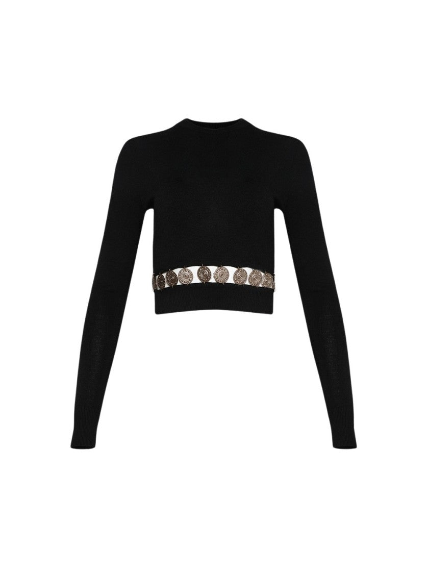 Rabanne Ribbed Knit Cardigan Black