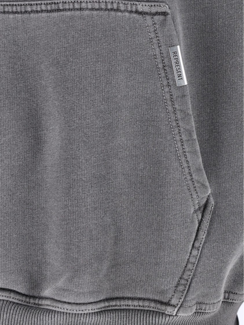Represent Grey Contrast Logo Hoodie With Front Kangaroo Pocket
